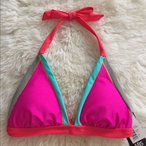 NWT, ABS Allen Schwartz - Colorblock bikini top, M